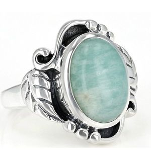 New Peruvian Amazonite Sterling Silver Ring - Size 7